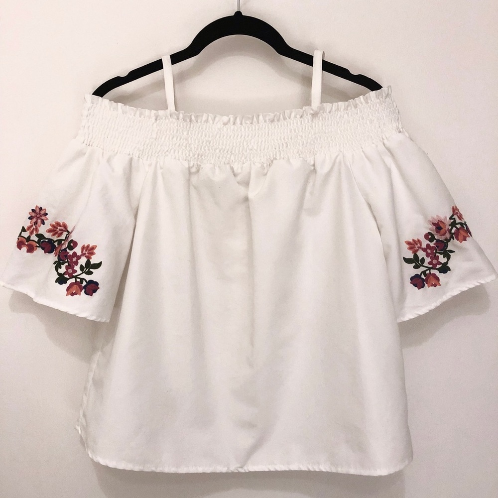 Floral sleeve off shoulder top